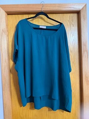 Women's Teal Scoop Neck Relaxed Blouse